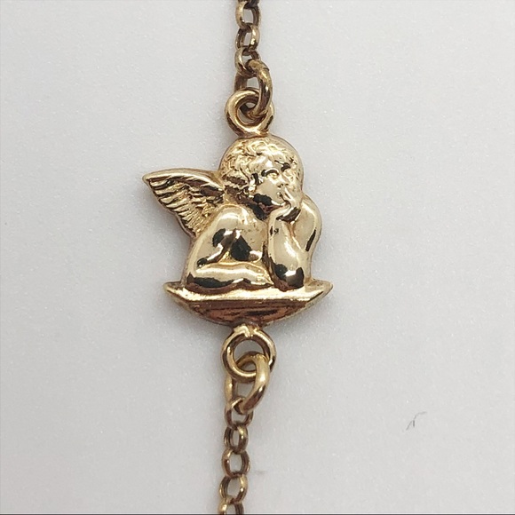 14k yellow gold cherub angel vintage bracelet - Picture 4 of 7